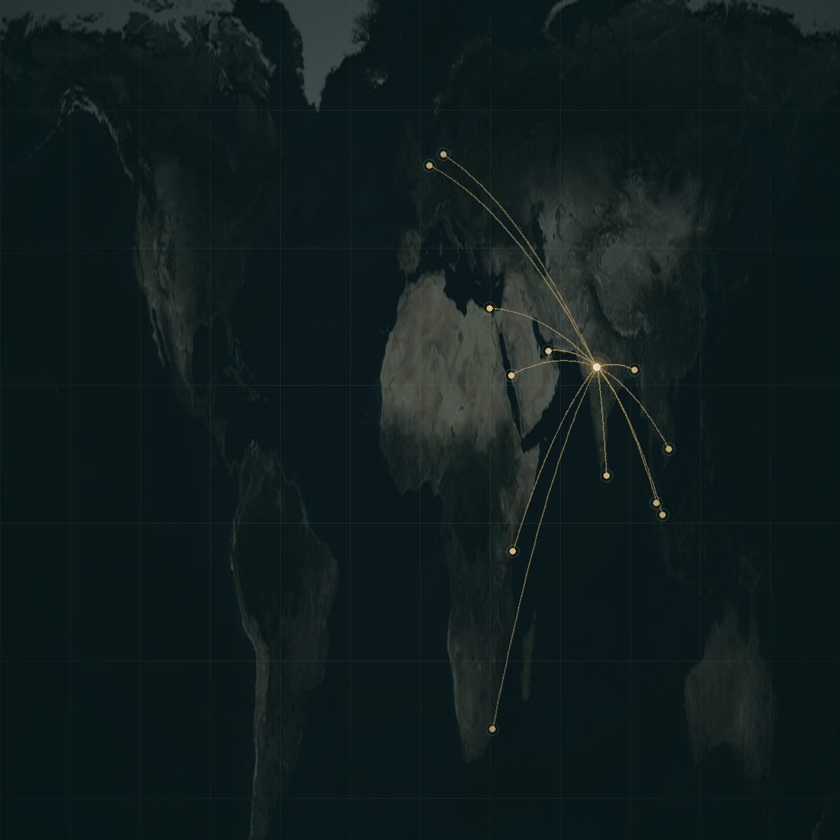 World map with export lanes running from Indore to twelve ports